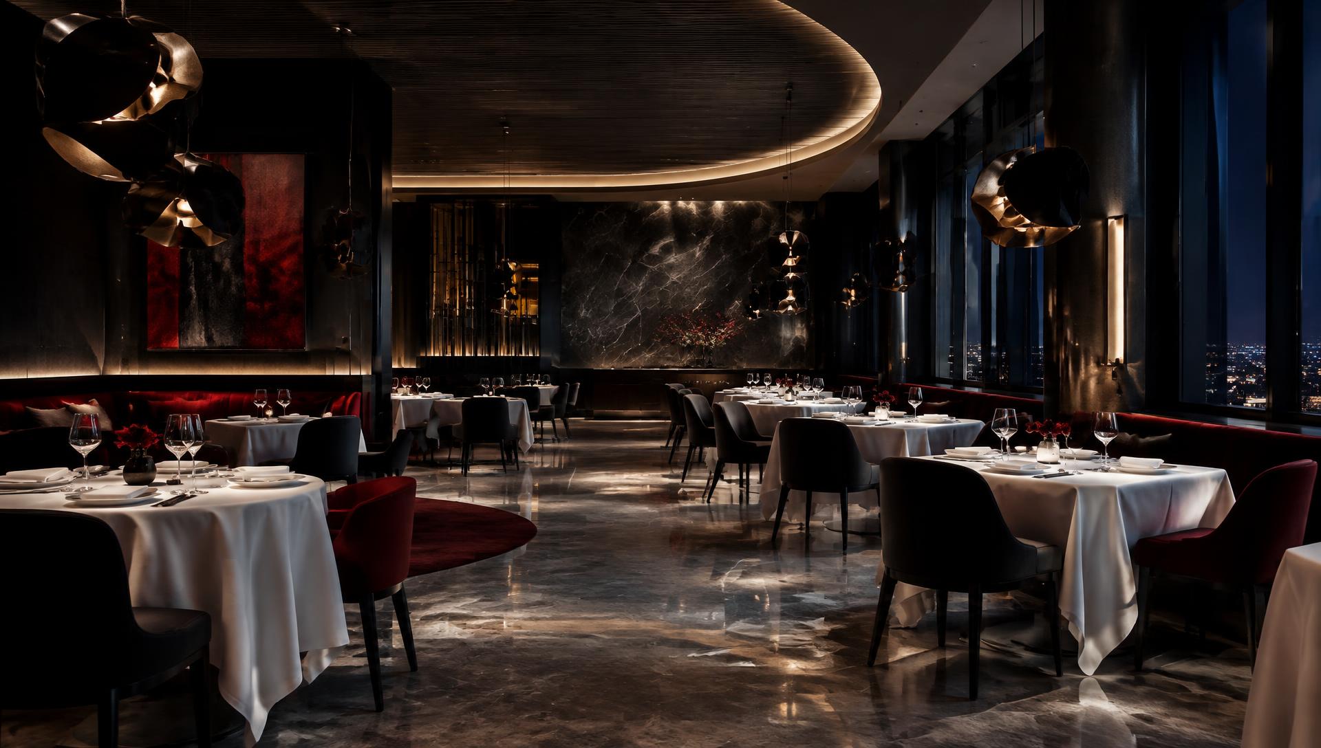 The Halden dining room at night