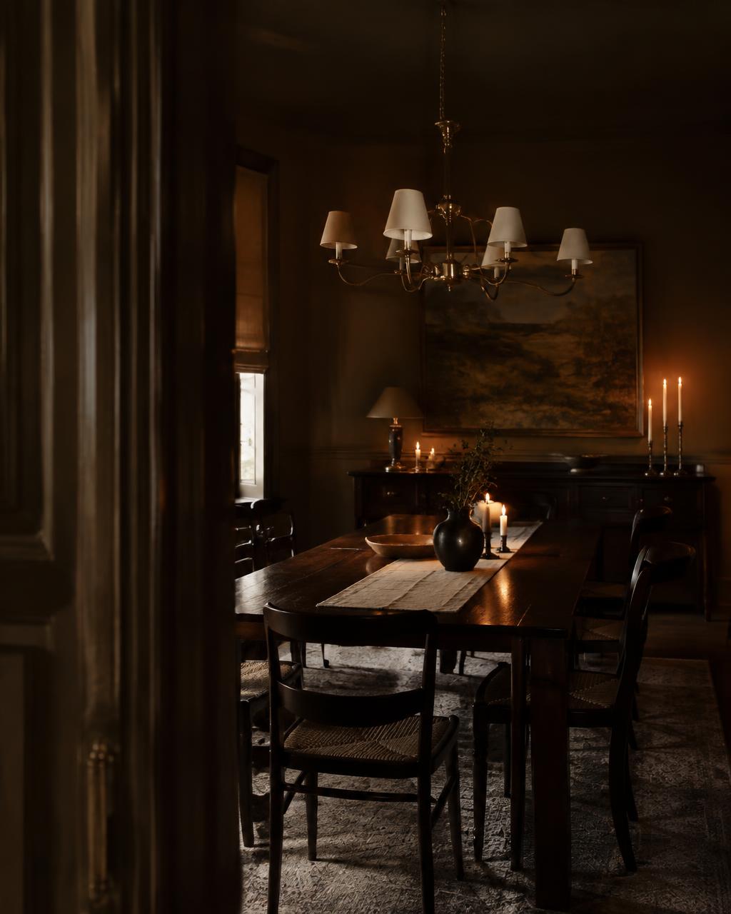 Candlelit dining room